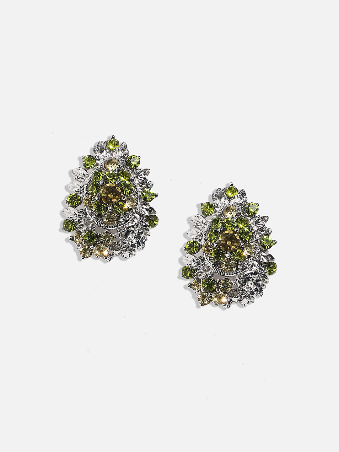 Gold Plated Stone Studded Contemporary Stud Earrings