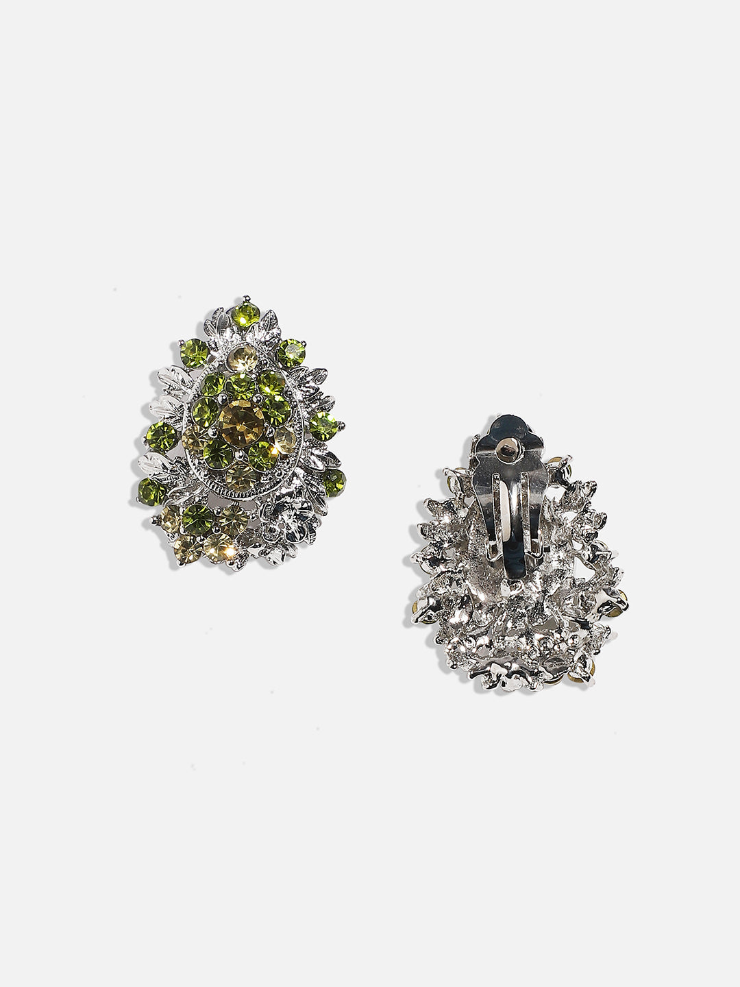 Gold Plated Stone Studded Contemporary Stud Earrings
