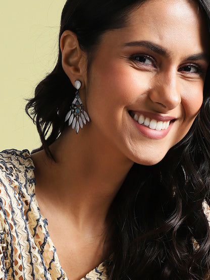 Silver-Plated Contemporary Drop Earrings