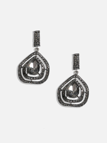 Silver-Plated Oxidised Drop Earrings
