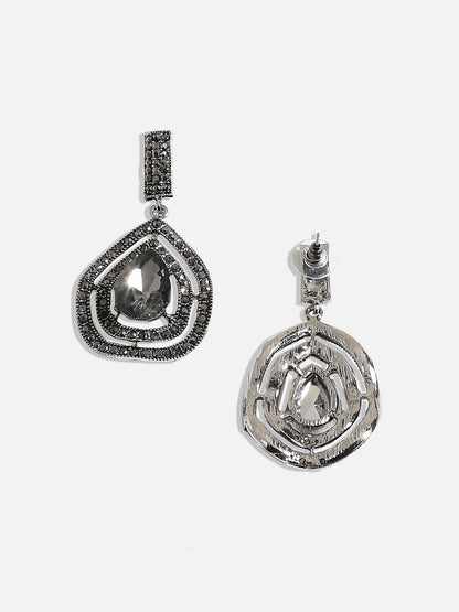 Silver-Plated Oxidised Drop Earrings