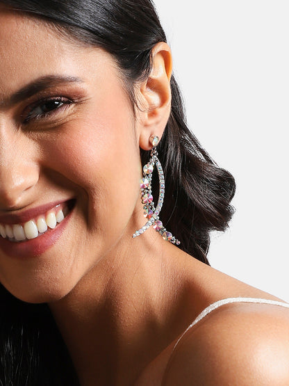 Silver-Plated Contemporary Drop Earrings