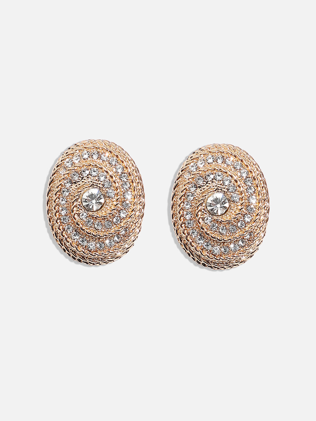 Gold Plated Stone Studded Contemporary Stud Earrings