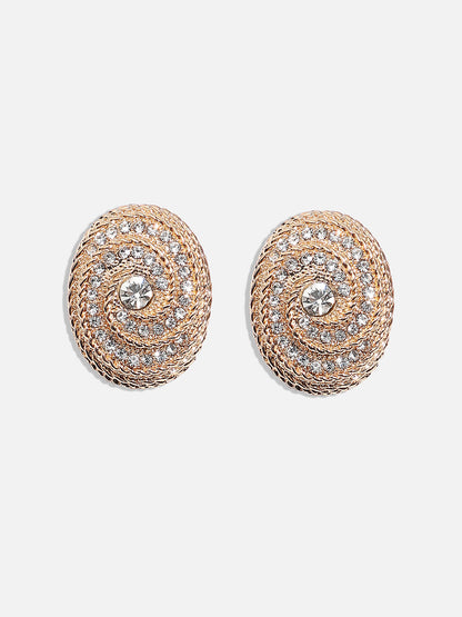 Gold Plated Stone Studded Contemporary Stud Earrings