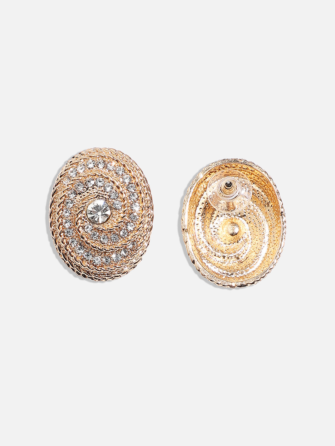 Gold Plated Stone Studded Contemporary Stud Earrings