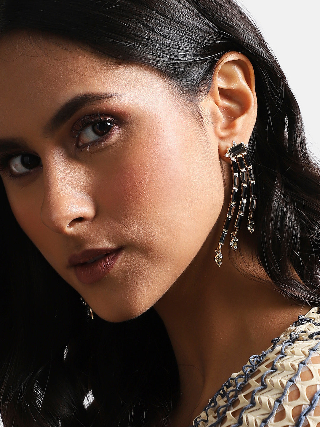 Gold-Plated Contemporary Drop Earrings