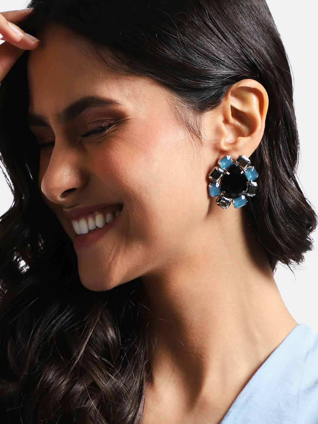 Silver-Plated Circular Shaped Stud Earrings