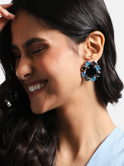 Silver-Plated Circular Shaped Stud Earrings
