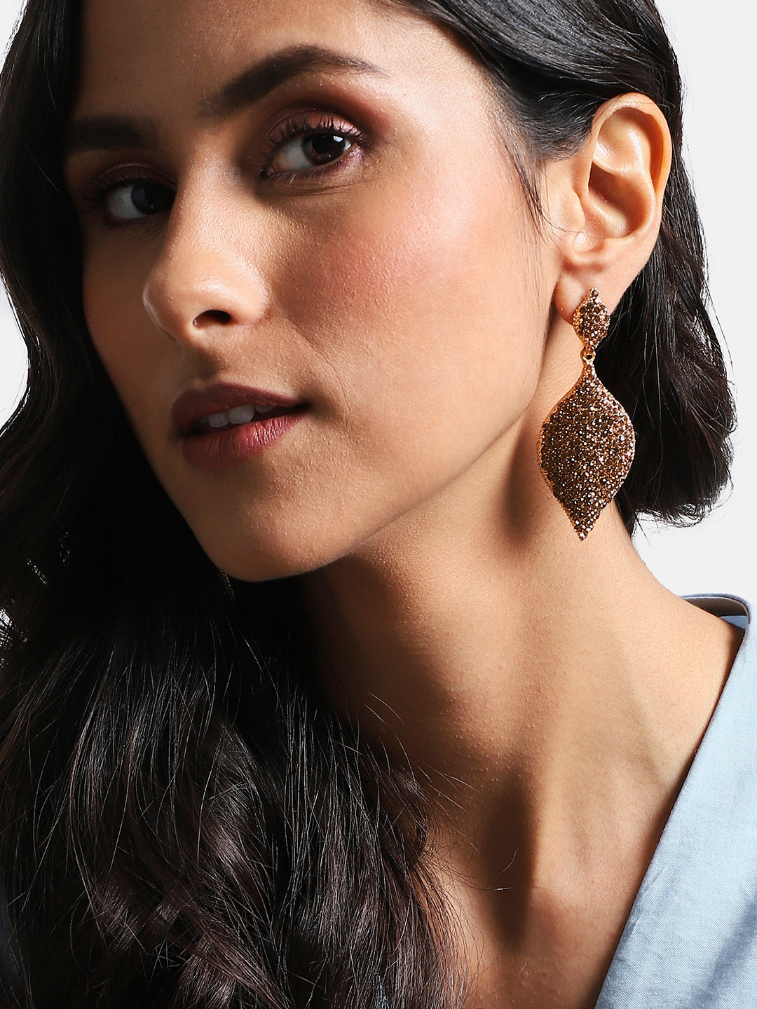 Gold-Plated Contemporary Drop Earrings