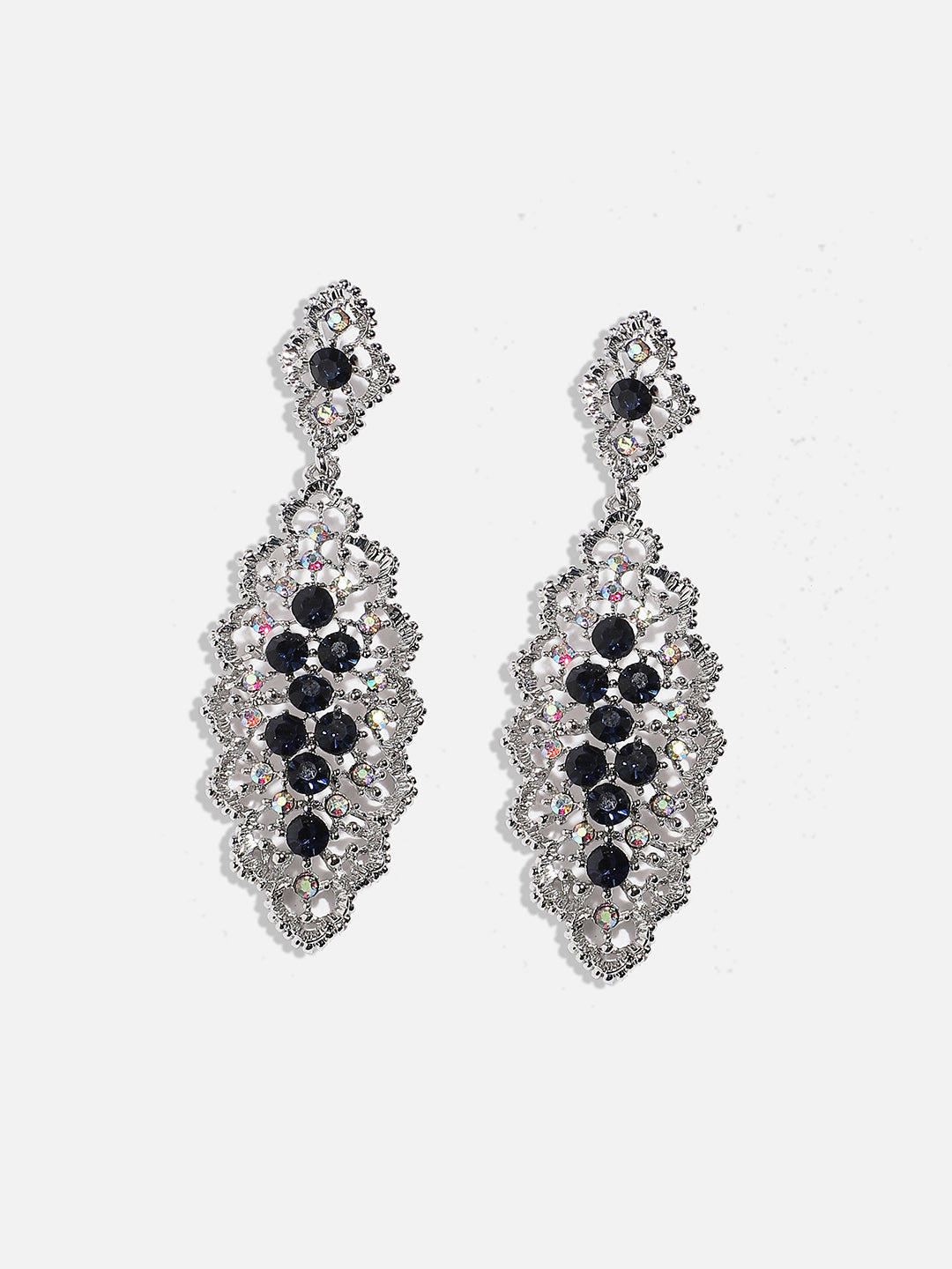 Silver-Plated Oxidised Drop Earrings
