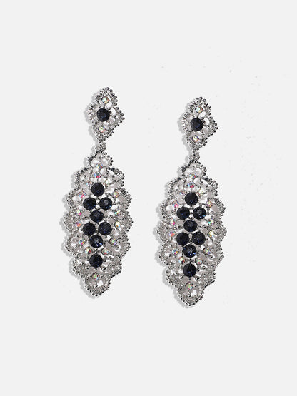 Silver-Plated Oxidised Drop Earrings