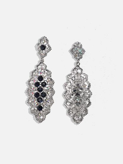 Silver-Plated Oxidised Drop Earrings