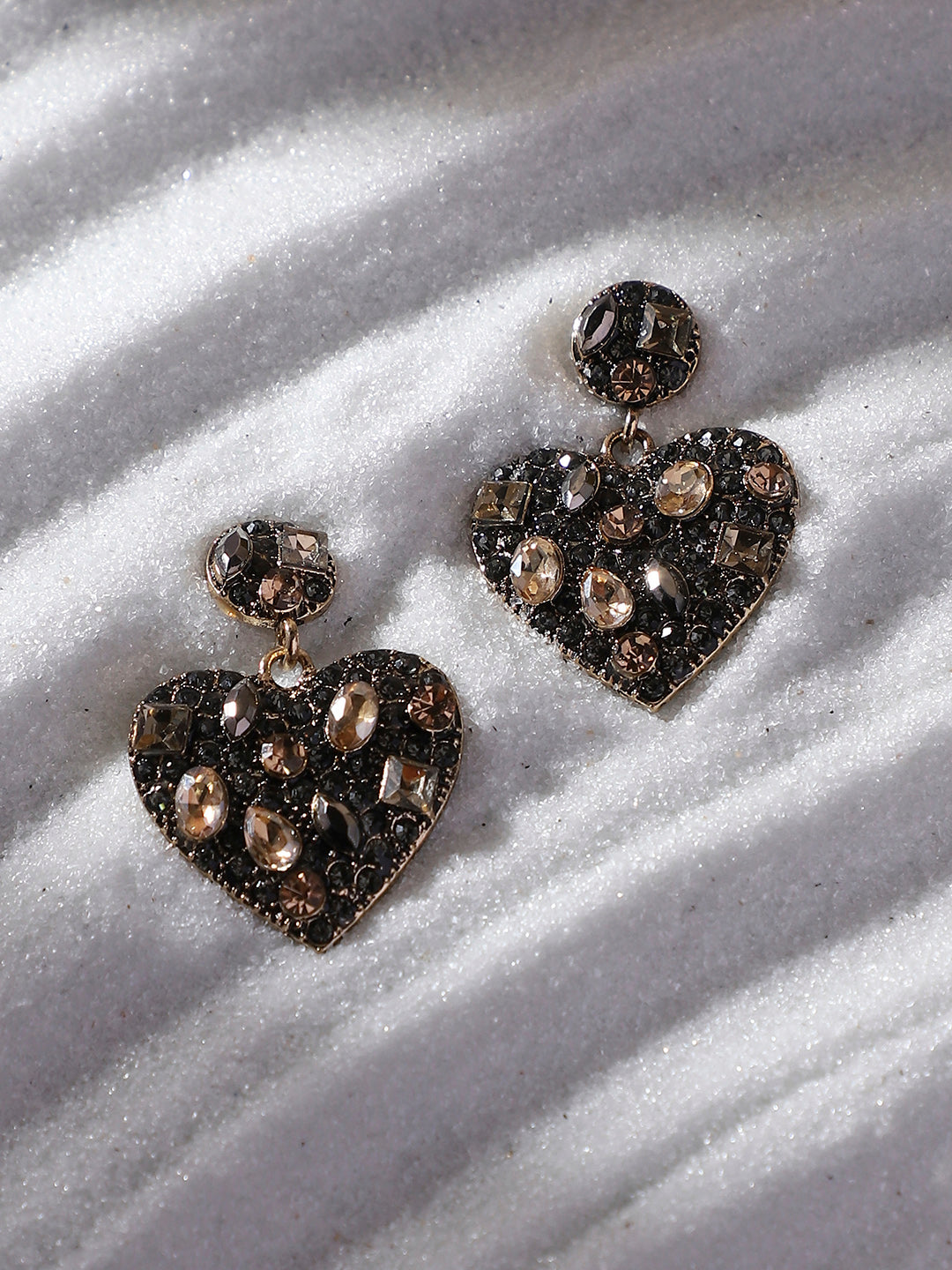 Gold-Plated Heart Shaped Drop Earrings
