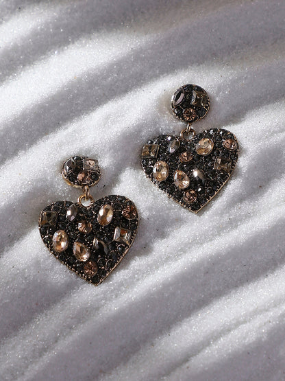 Gold-Plated Heart Shaped Drop Earrings