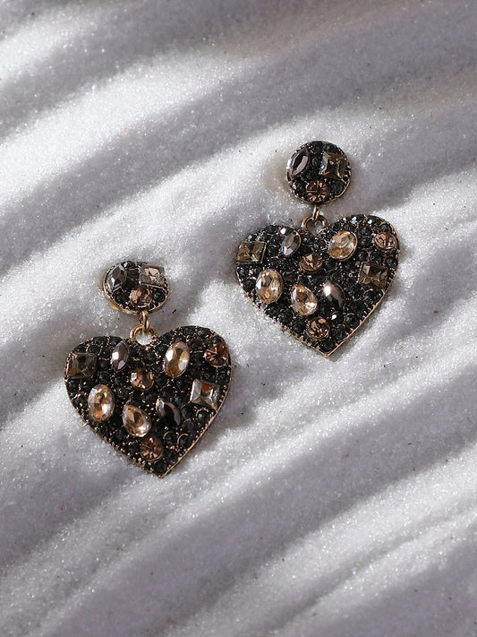Gold-Plated Heart Shaped Drop Earrings