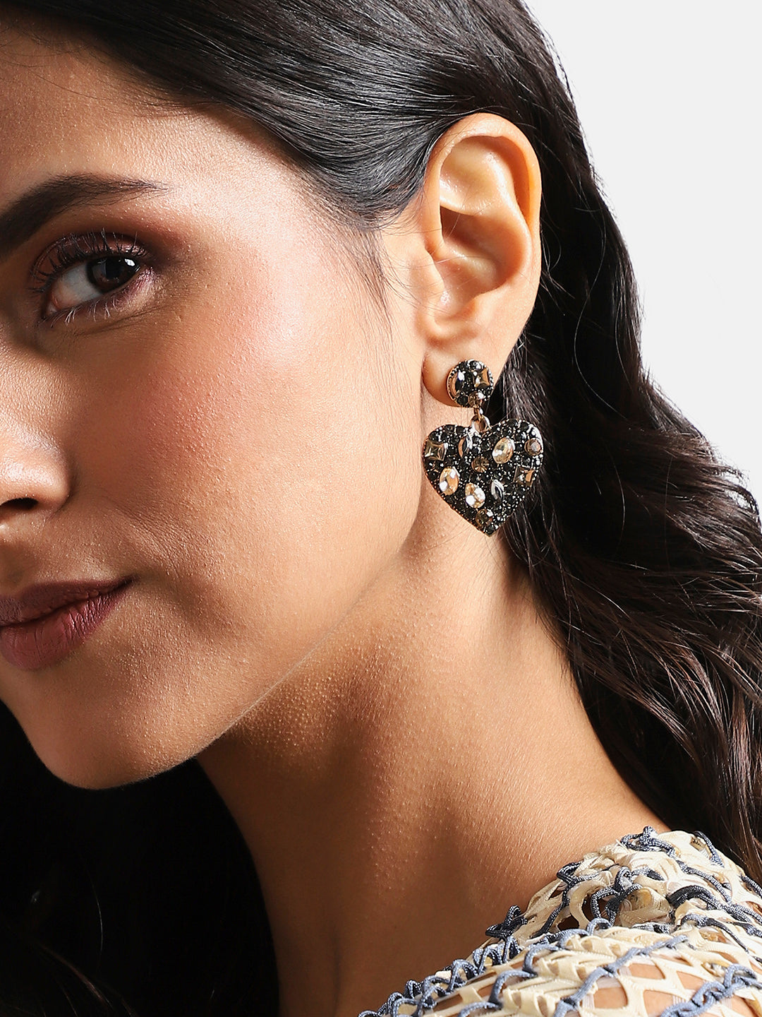 Gold-Plated Heart Shaped Drop Earrings
