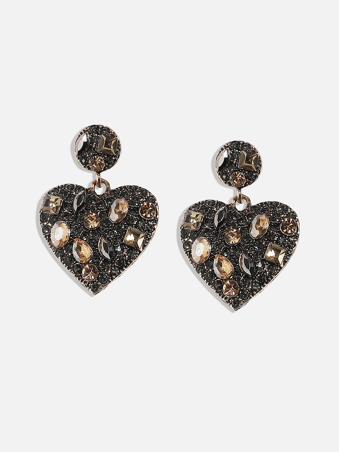 Gold-Plated Heart Shaped Drop Earrings