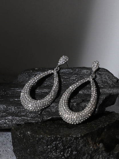 Silver-Plated Contemporary Drop Earrings