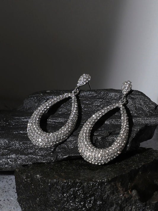 Silver-Plated Contemporary Drop Earrings