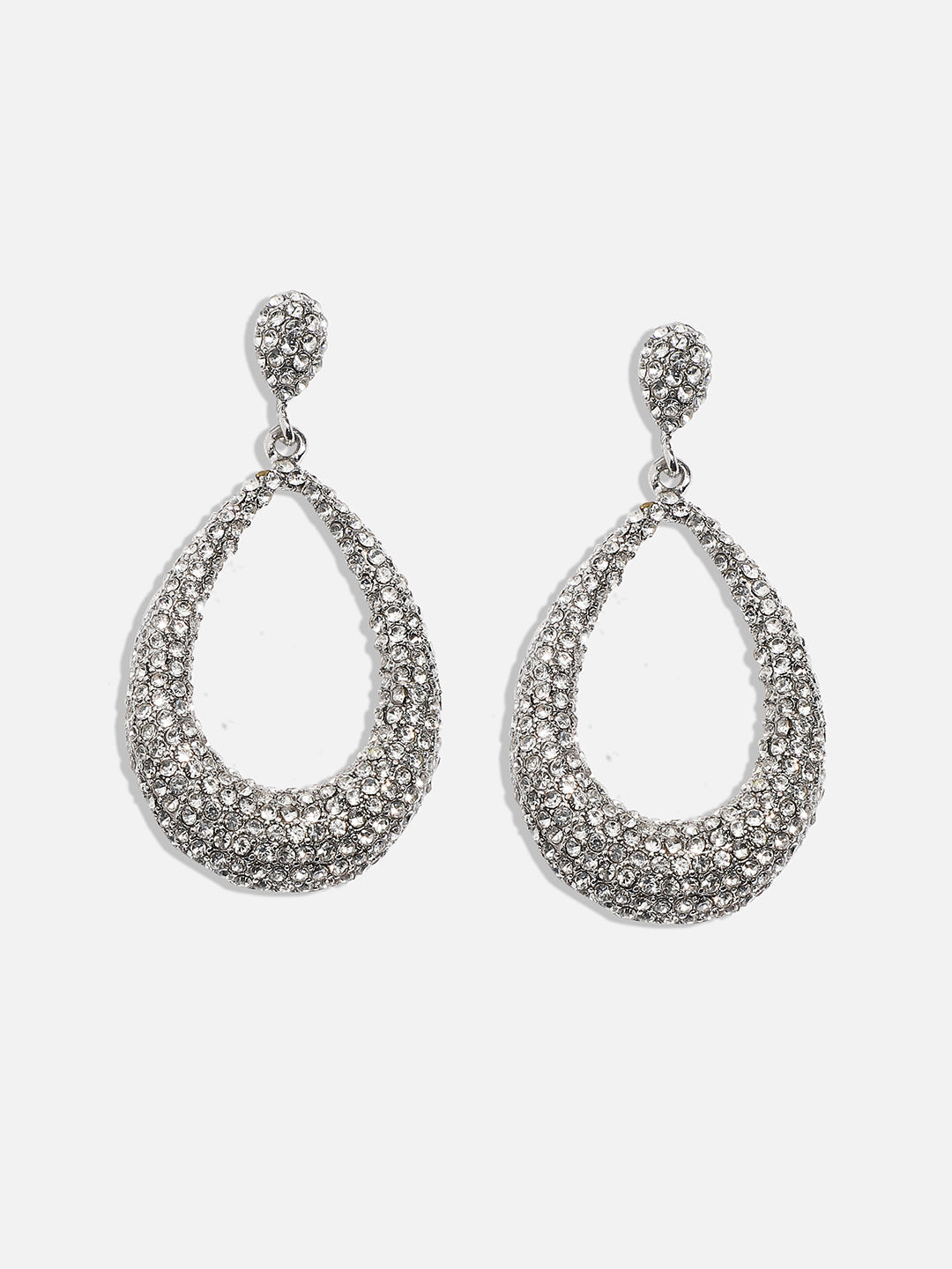 Silver-Plated Contemporary Drop Earrings