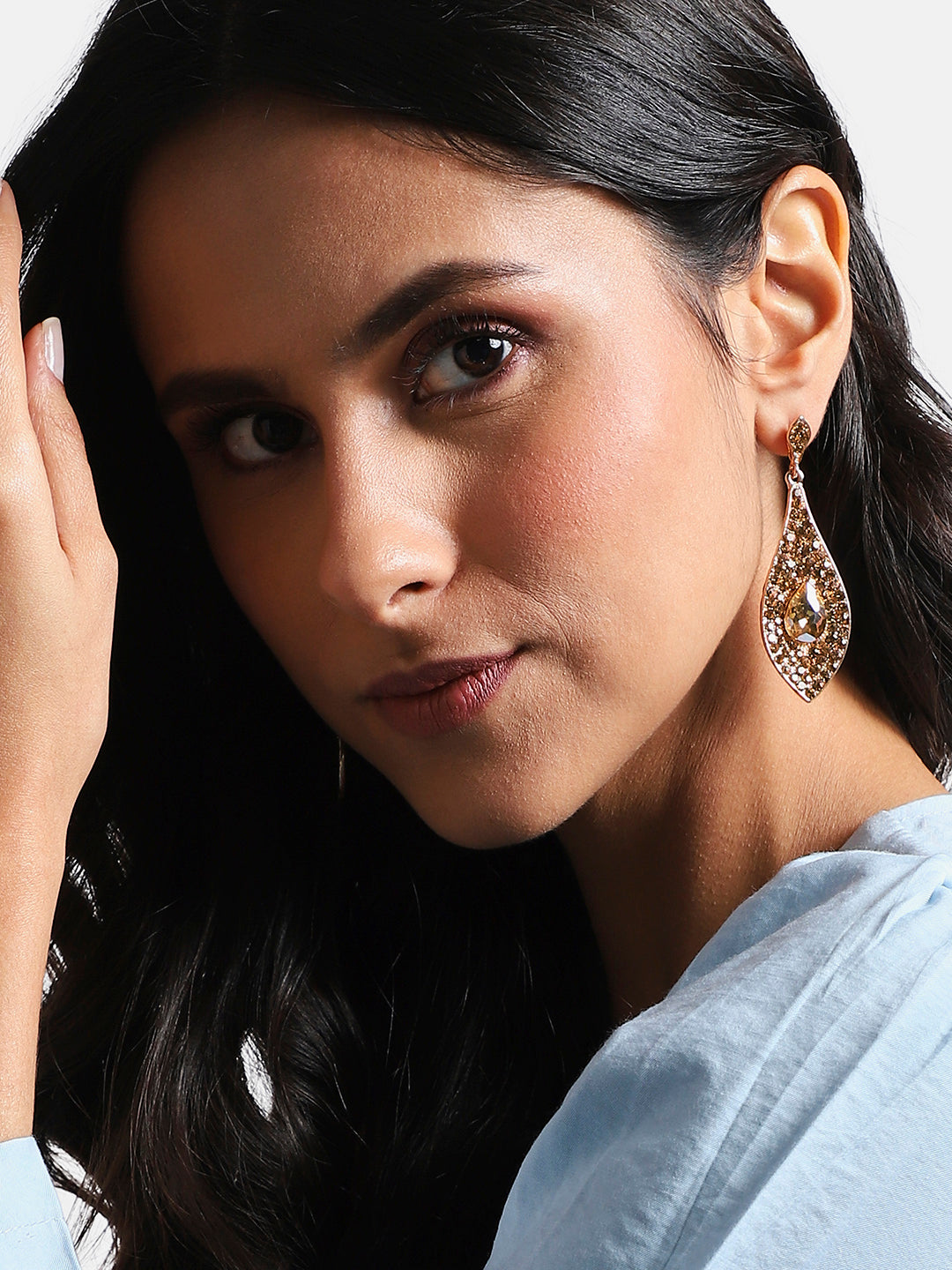 Gold-Plated Contemporary Drop Earrings