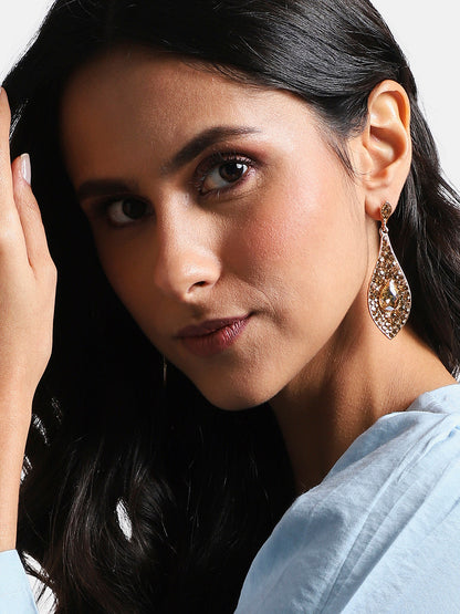 Gold-Plated Contemporary Drop Earrings
