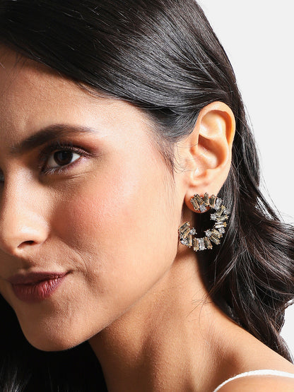 Gold-Plated Oxidised Half Hoop Earrings