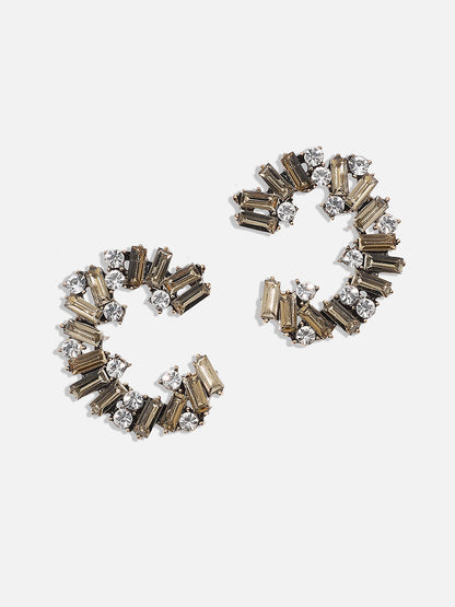 Gold-Plated Oxidised Half Hoop Earrings