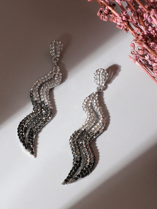 Silver-Plated Oxidised Drop Earrings