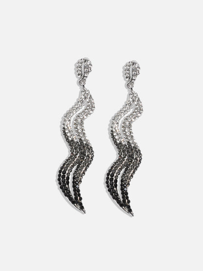 Silver-Plated Oxidised Drop Earrings