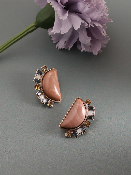 Gold-Plated Contemporary Stud Earrings