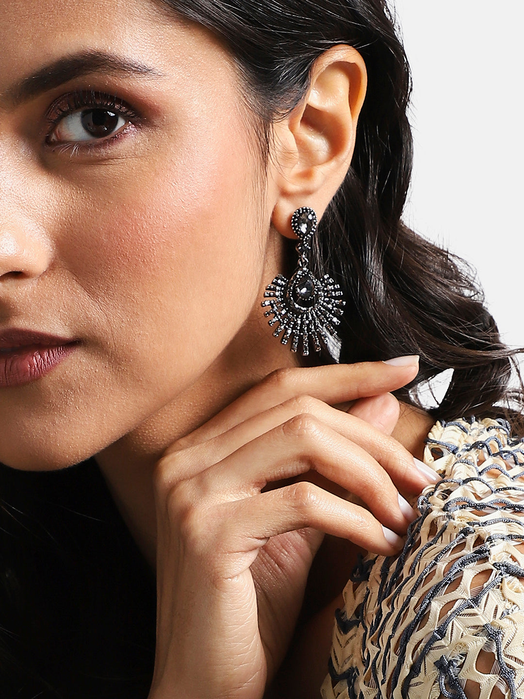Silver-Plated Contemporary Drop Earrings