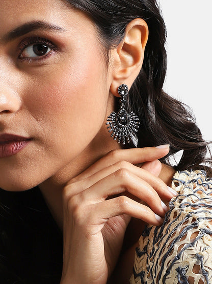 Silver-Plated Contemporary Drop Earrings