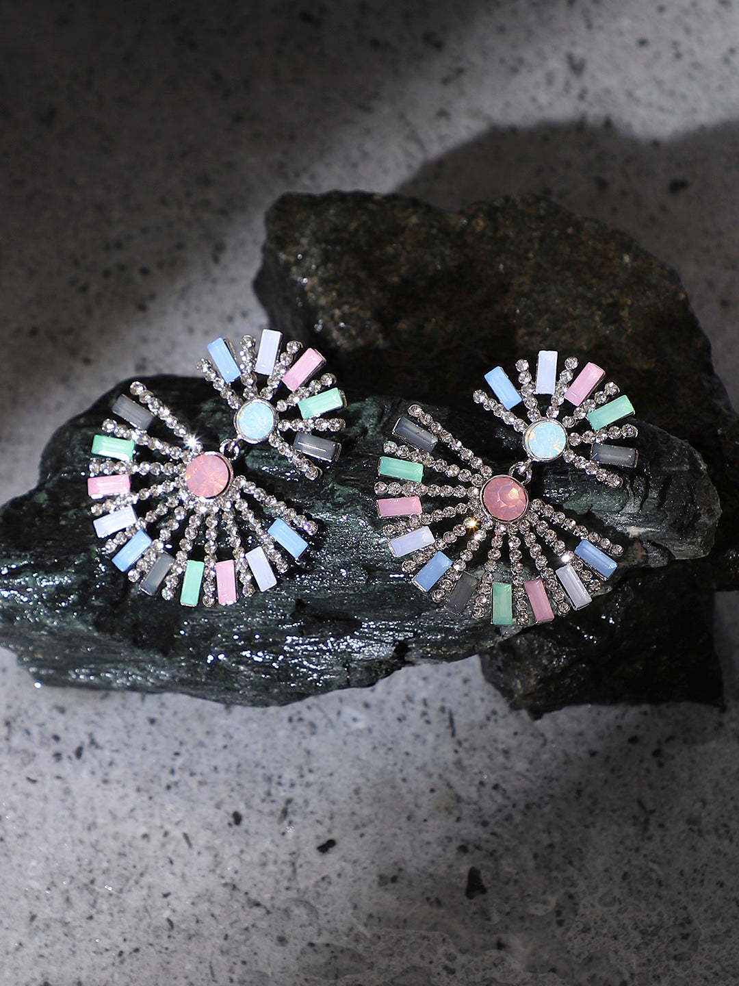 Silver-Plated Oxidised Drop Earrings