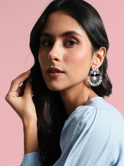 Silver-Plated Oxidised Drop Earrings