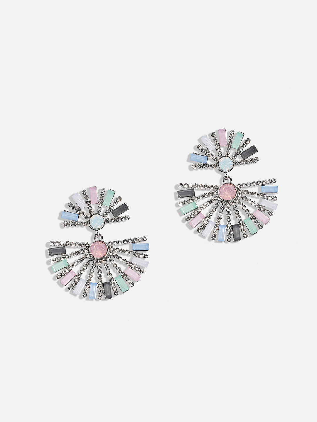Silver-Plated Oxidised Drop Earrings