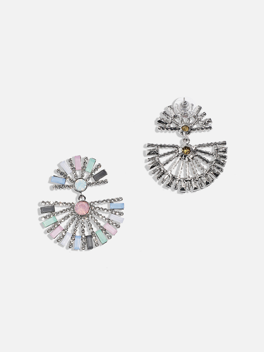 Silver-Plated Oxidised Drop Earrings