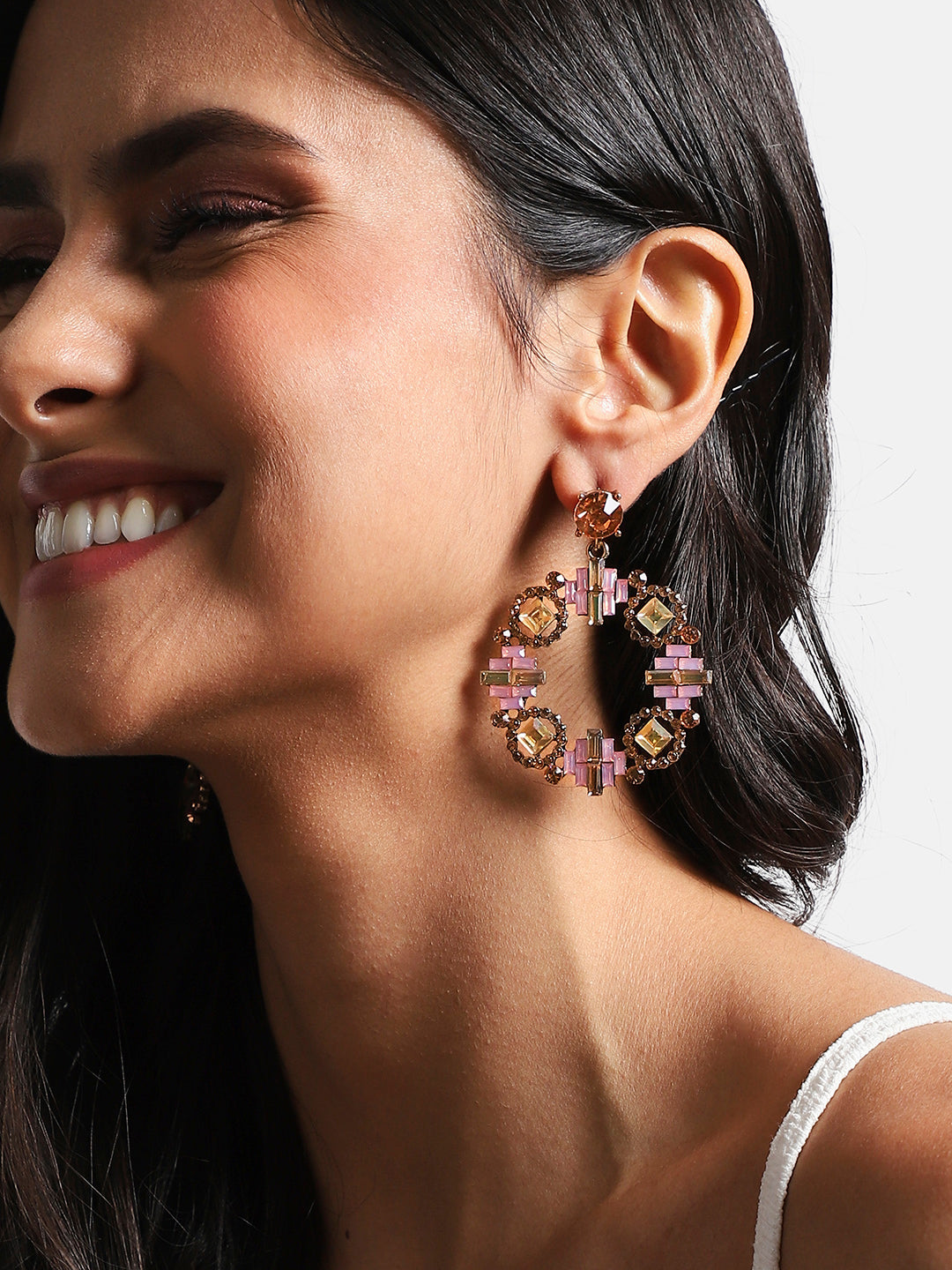 Gold-Plated Contemporary Drop Earrings