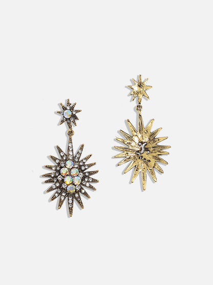 Gold-Plated Oxidised Drop Earrings
