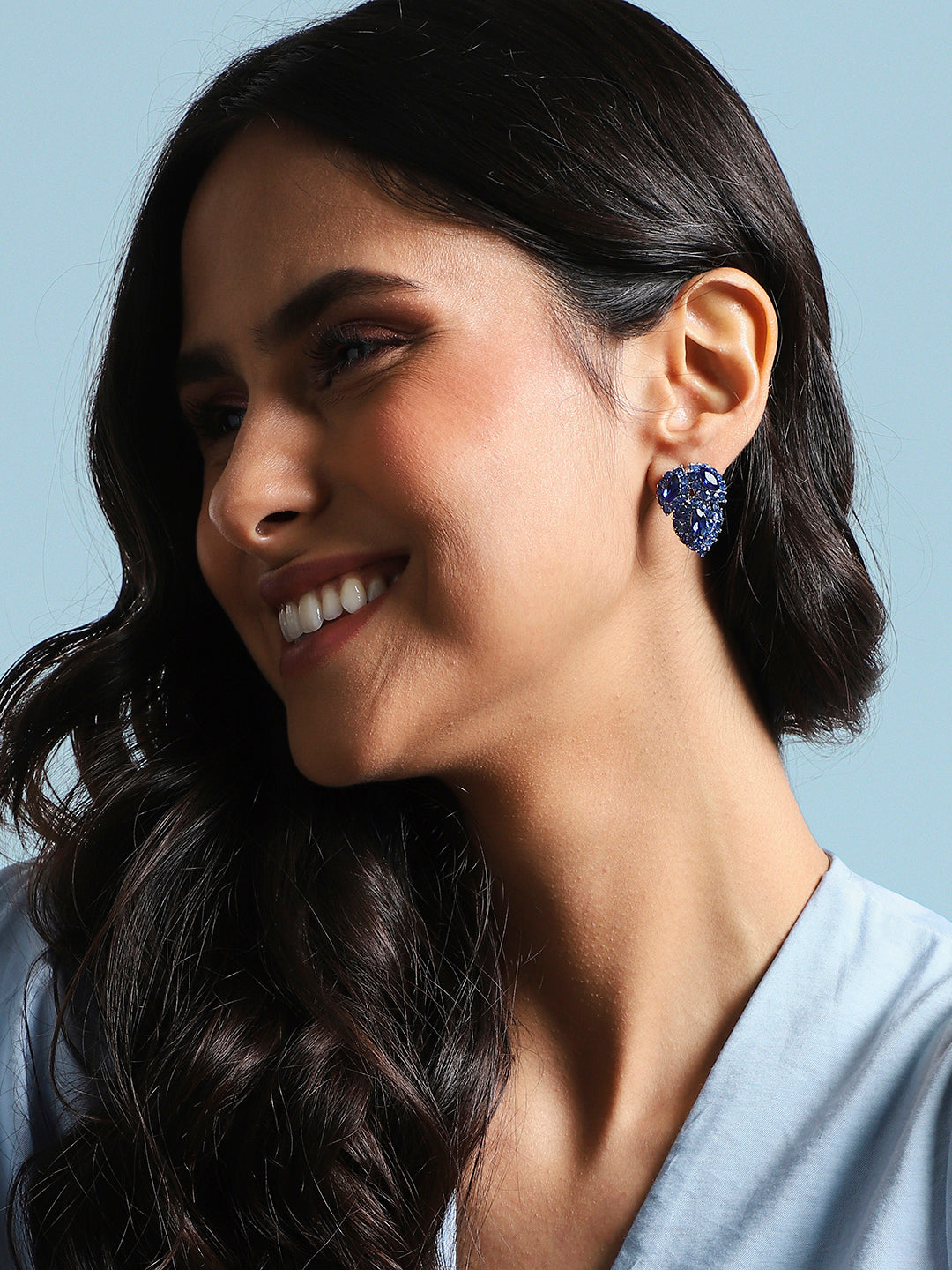 Silver-Plated Leaf Shaped Stud Earrings
