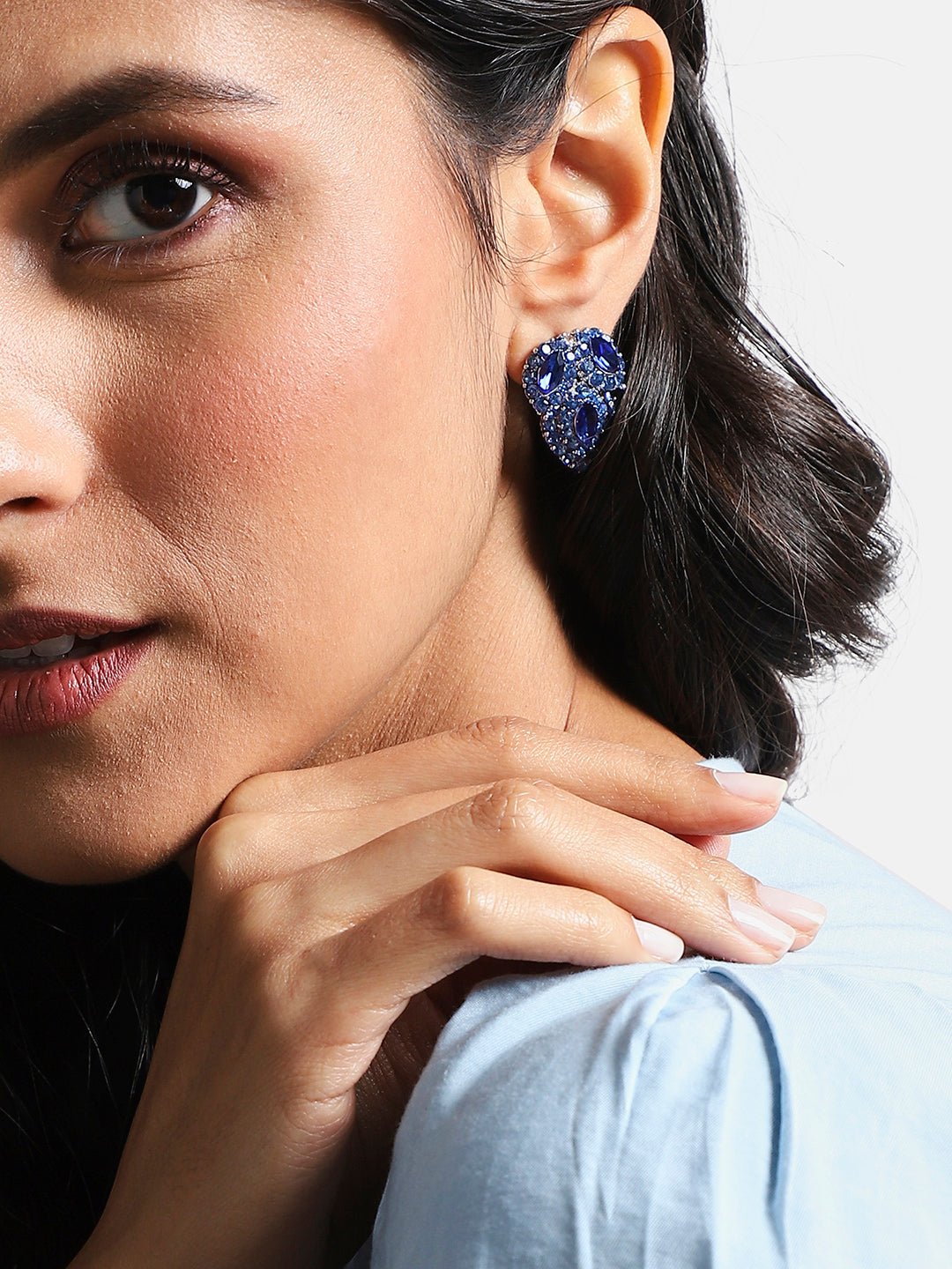 Silver-Plated Leaf Shaped Stud Earrings