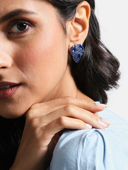 Silver-Plated Leaf Shaped Stud Earrings