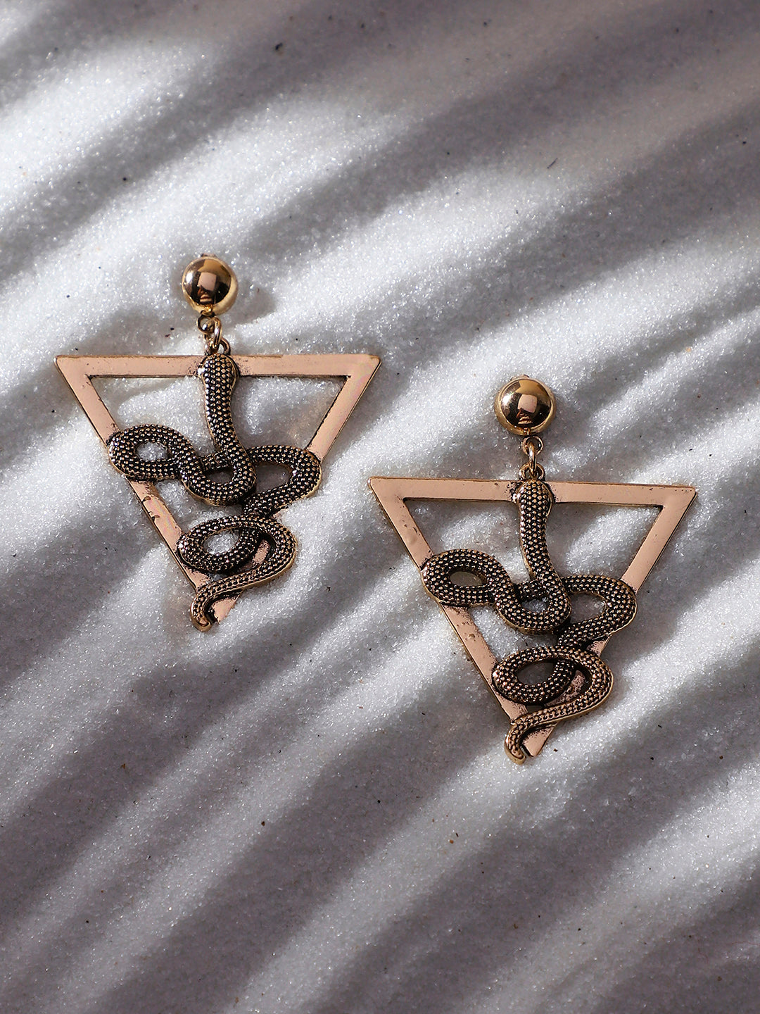 Gold-Plated Contemporary Drop Earrings