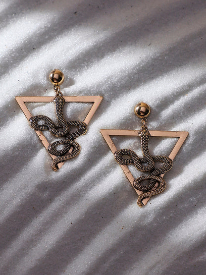 Gold-Plated Contemporary Drop Earrings