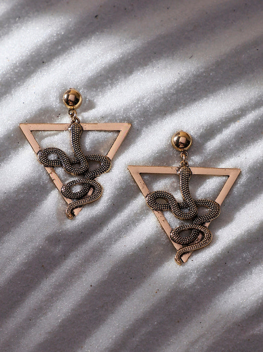 Gold-Plated Contemporary Drop Earrings