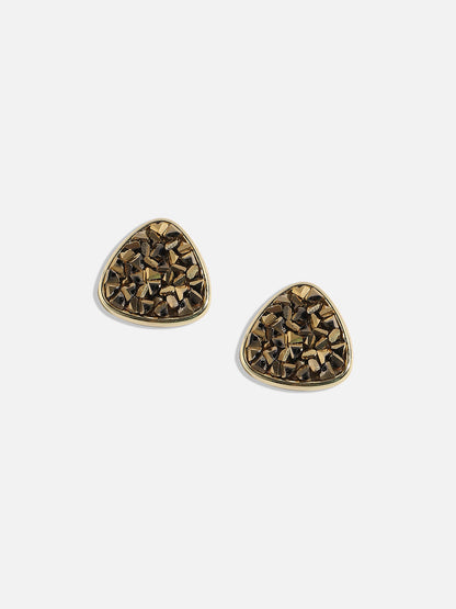Gold-Plated Artificial Stones-Studded Studs Earrings