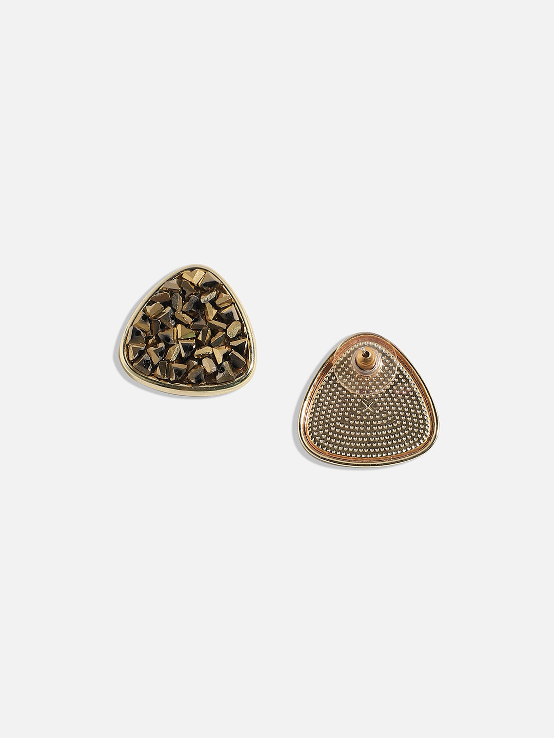 Gold-Plated Artificial Stones-Studded Studs Earrings