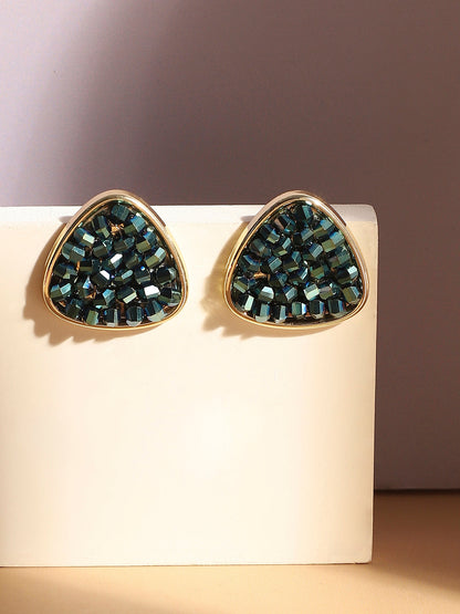 Gold Plated Triangular Shaped Stud Earrings