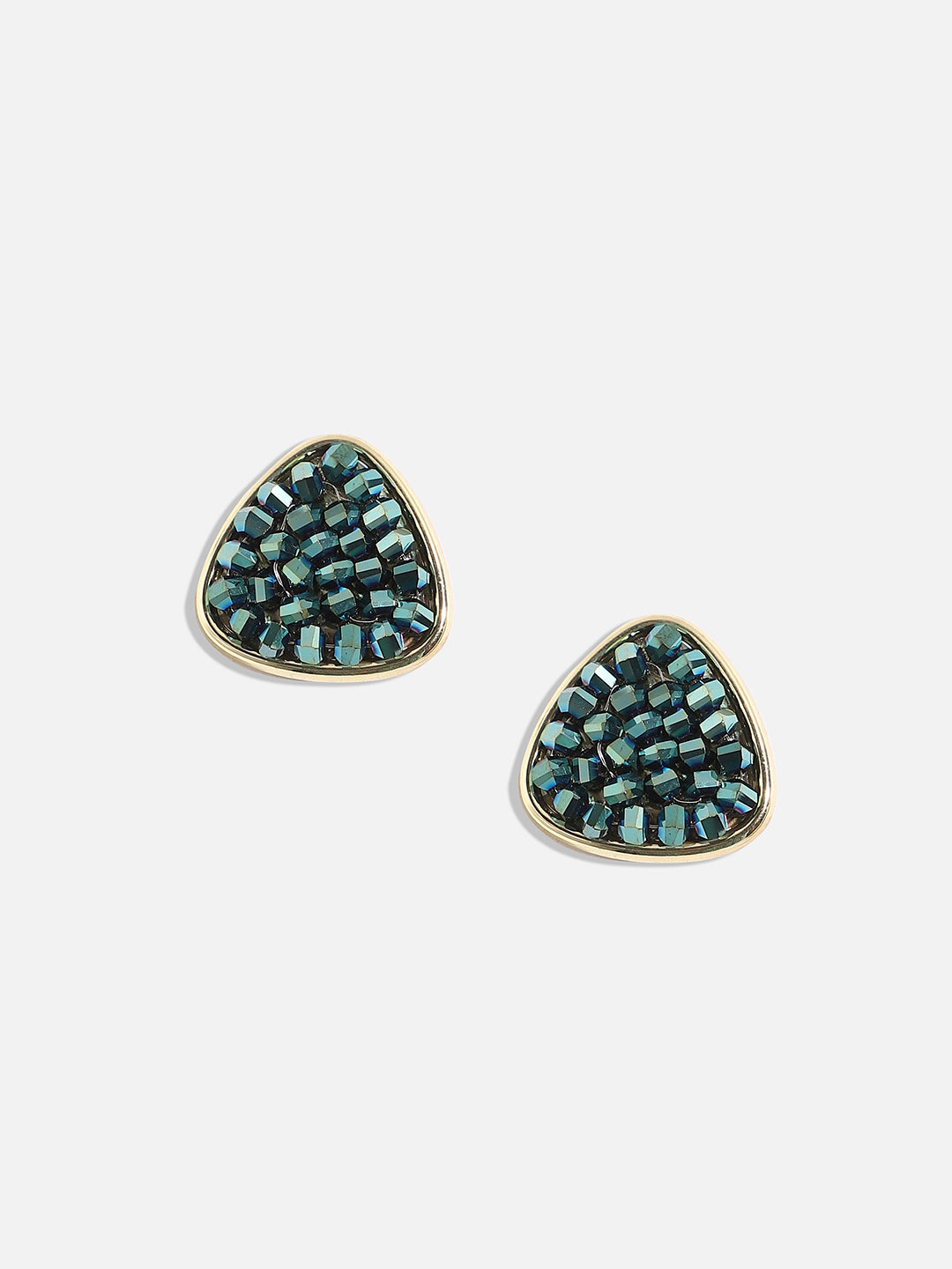 Gold Plated Triangular Shaped Stud Earrings