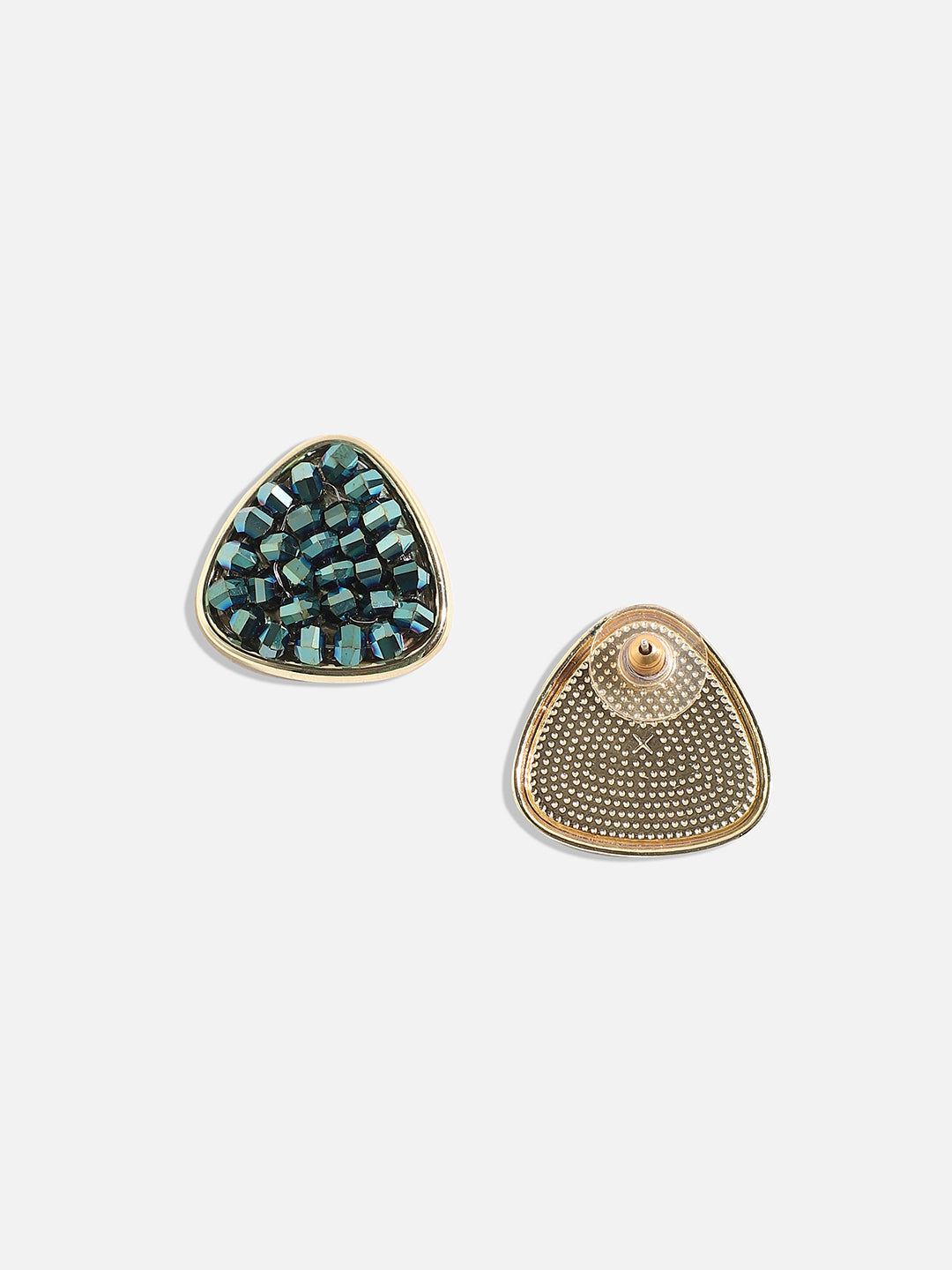 Gold Plated Triangular Shaped Stud Earrings